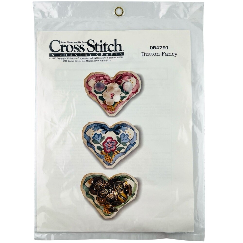 Cross Stitch & Country Crafts Button Fancy 054791 Hearts Better Homes & Gardens
